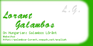 lorant galambos business card